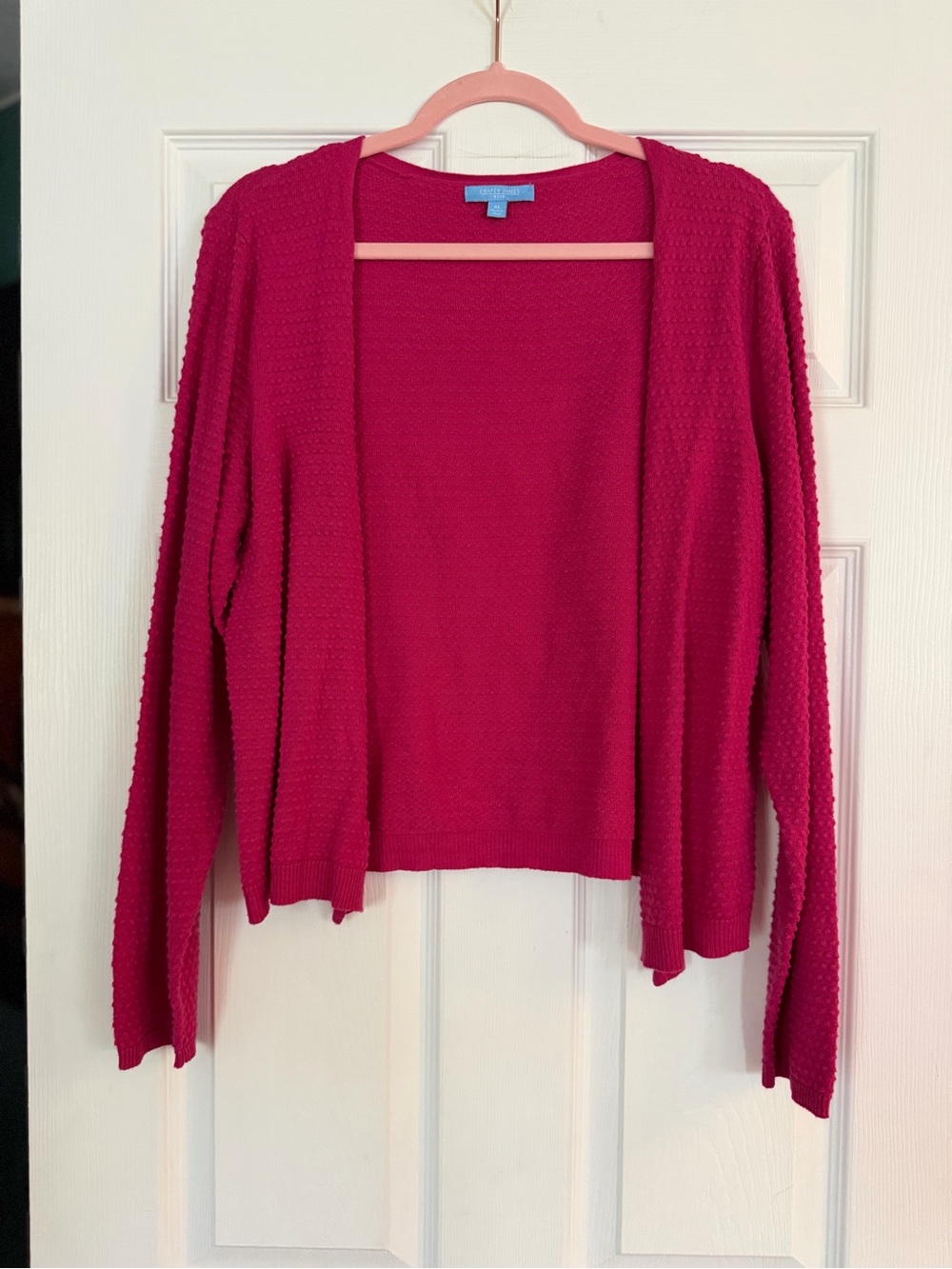 Draper James Raspberry Open-Front Knit Cardigan